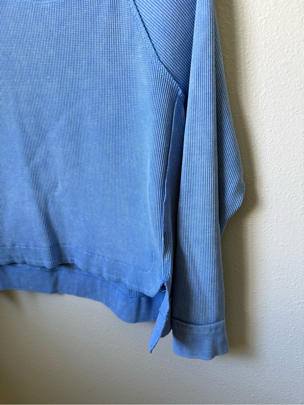 Sundry Light Blue Crewneck Waffle Pullover Sweatshirt - Picture 2 of 4